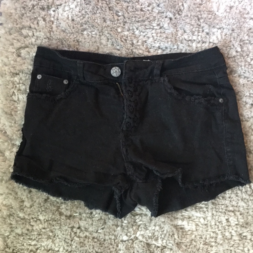 Black denim jean shorts